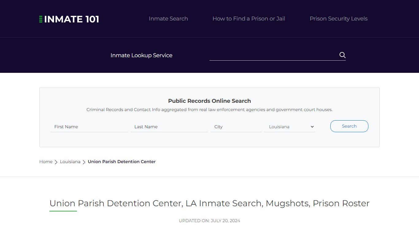 Union Parish Detention Center, LA Inmate Search, Mugshots, Prison ...