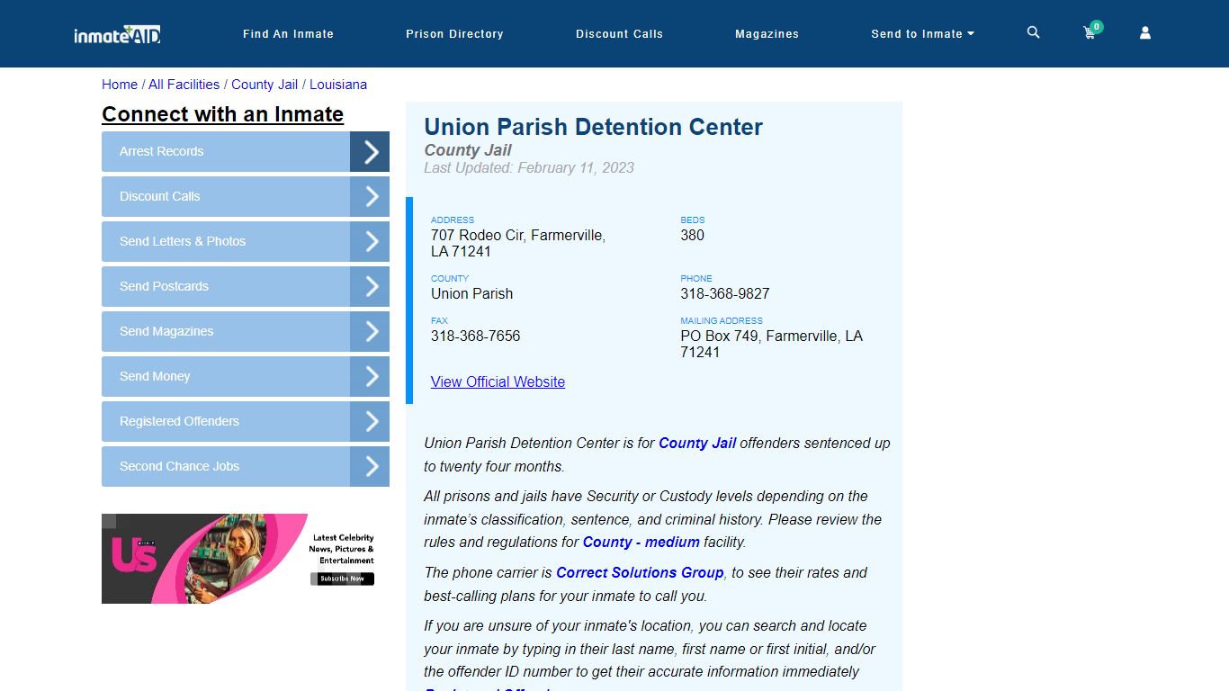 Union Parish Detention Center - Inmate Locator