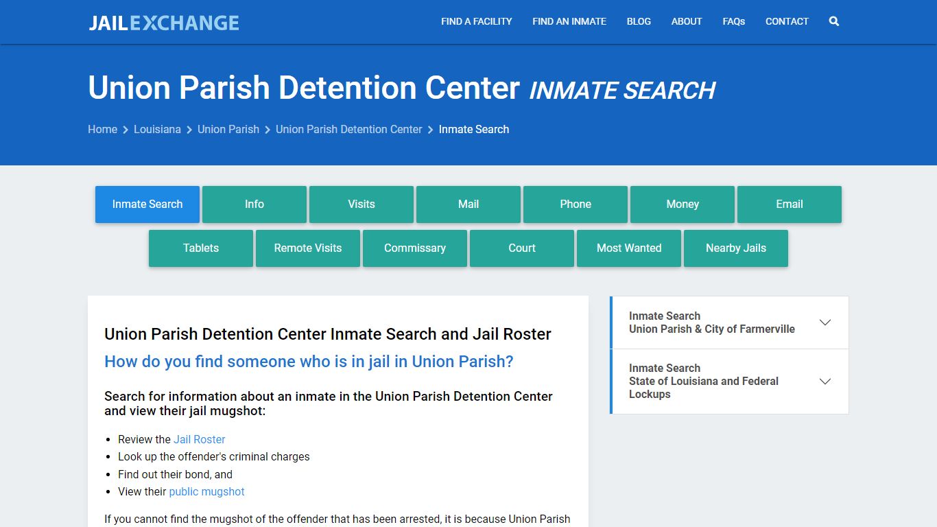 Union Parish Detention Center Inmate Search - Jail Exchange